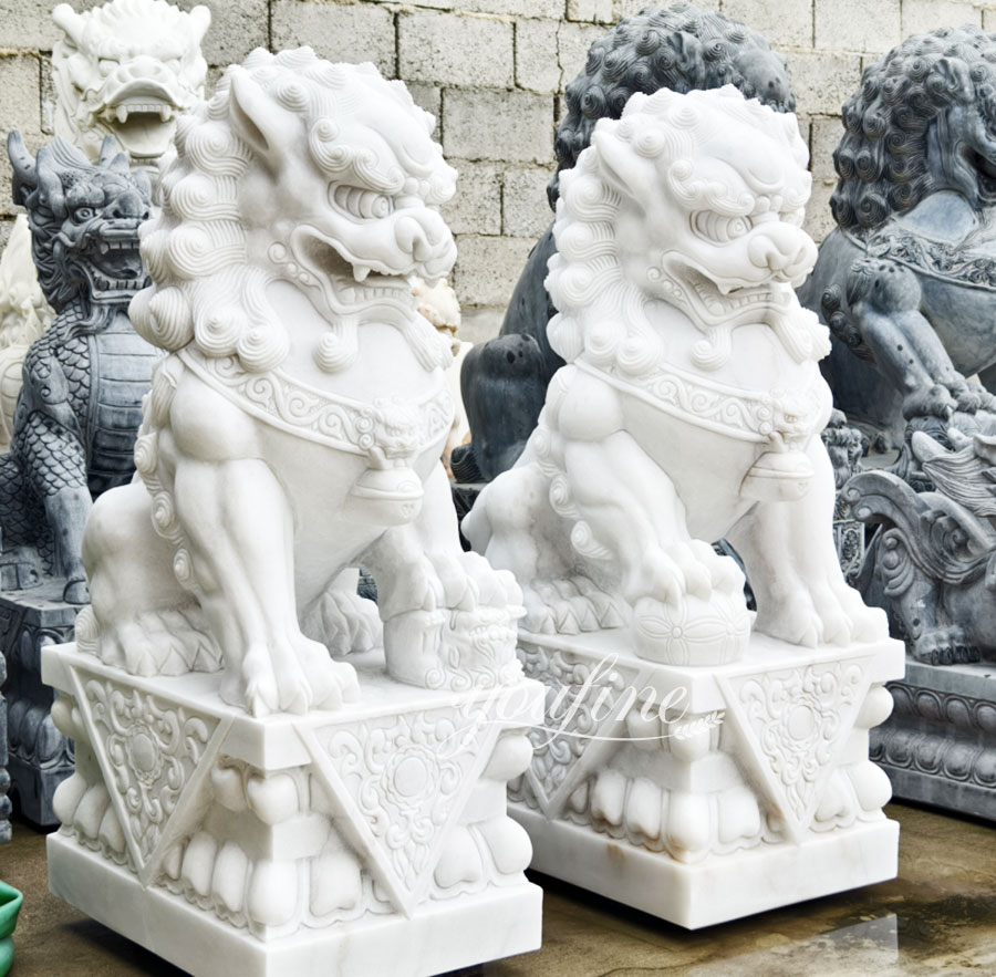 white marble foo dog lion
