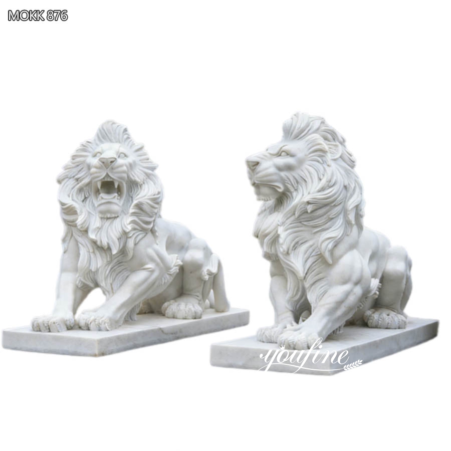 lion statue for home entrance in white
