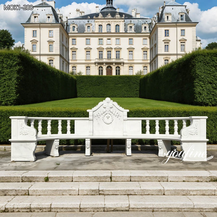 marble garden bench before home