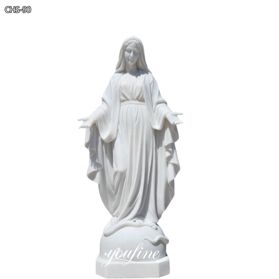 pure white of marble mary statue