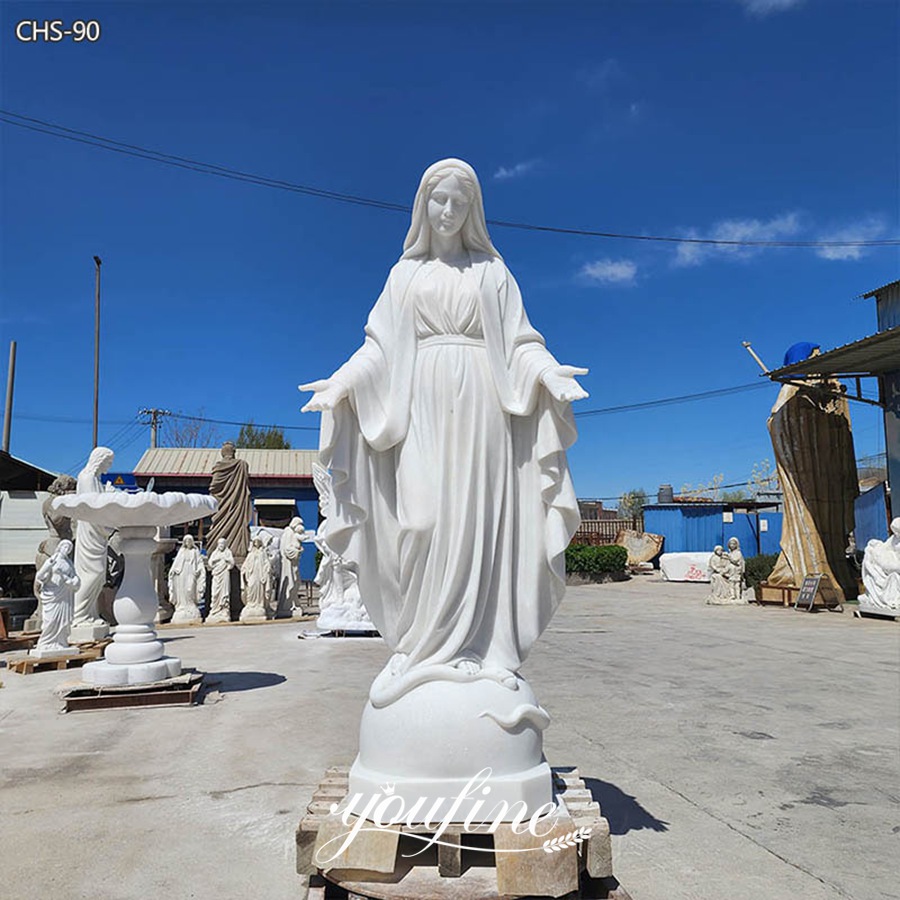 the overall appearance of marble mary statue