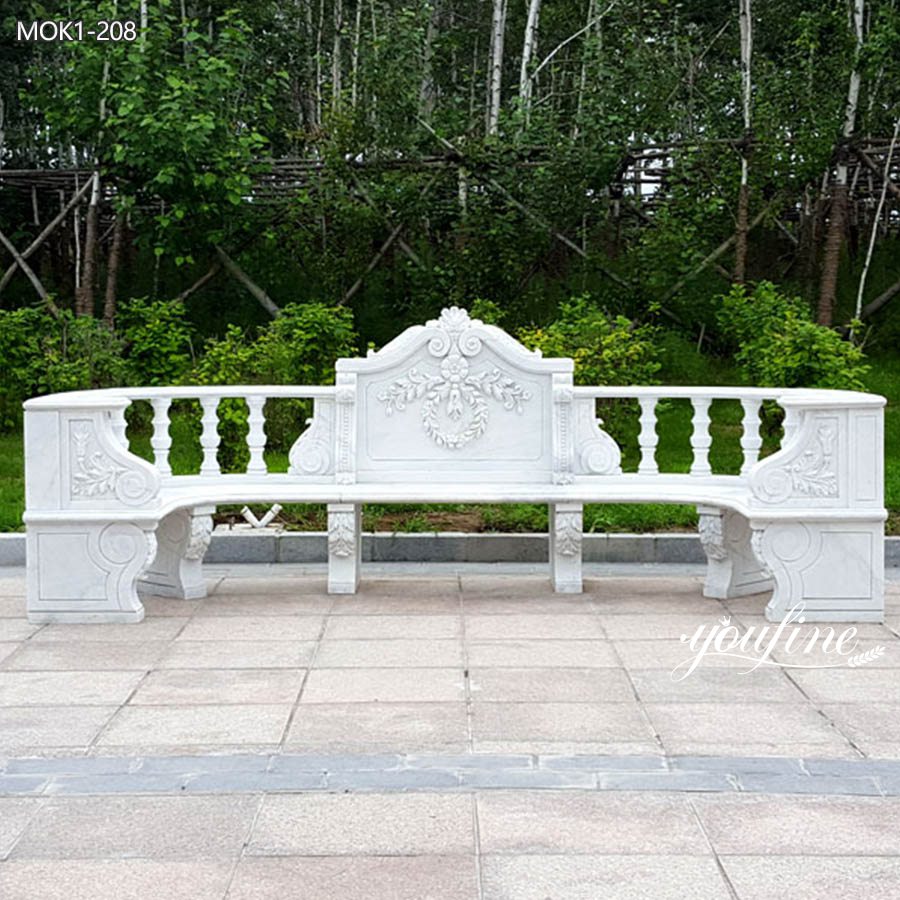 marble garden bench in square