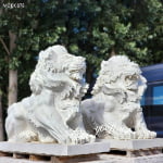 the left of lion statue for home entrance