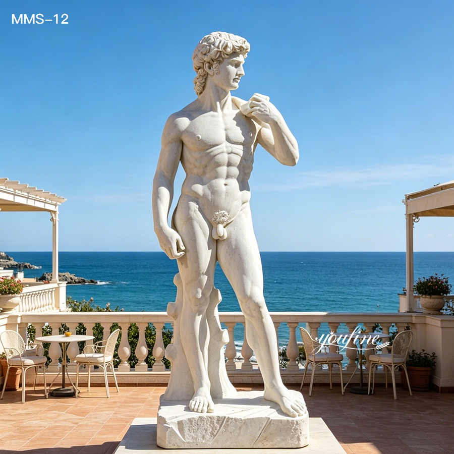 High quality natural marble David statue with seaside background