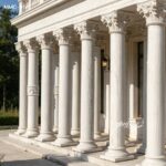 Elegant white marble column with classical design for villa building decoration