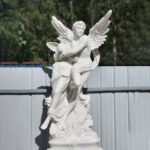 Cupid and Psyche marble sculpture in factory
