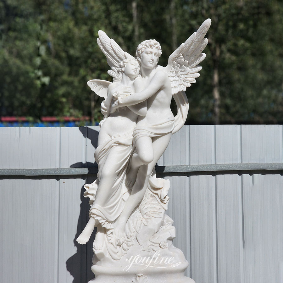 Cupid and Psyche marble sculpture in factory