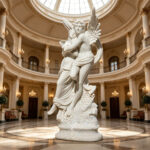 Indoor Cupid and Psyche marble sculpture