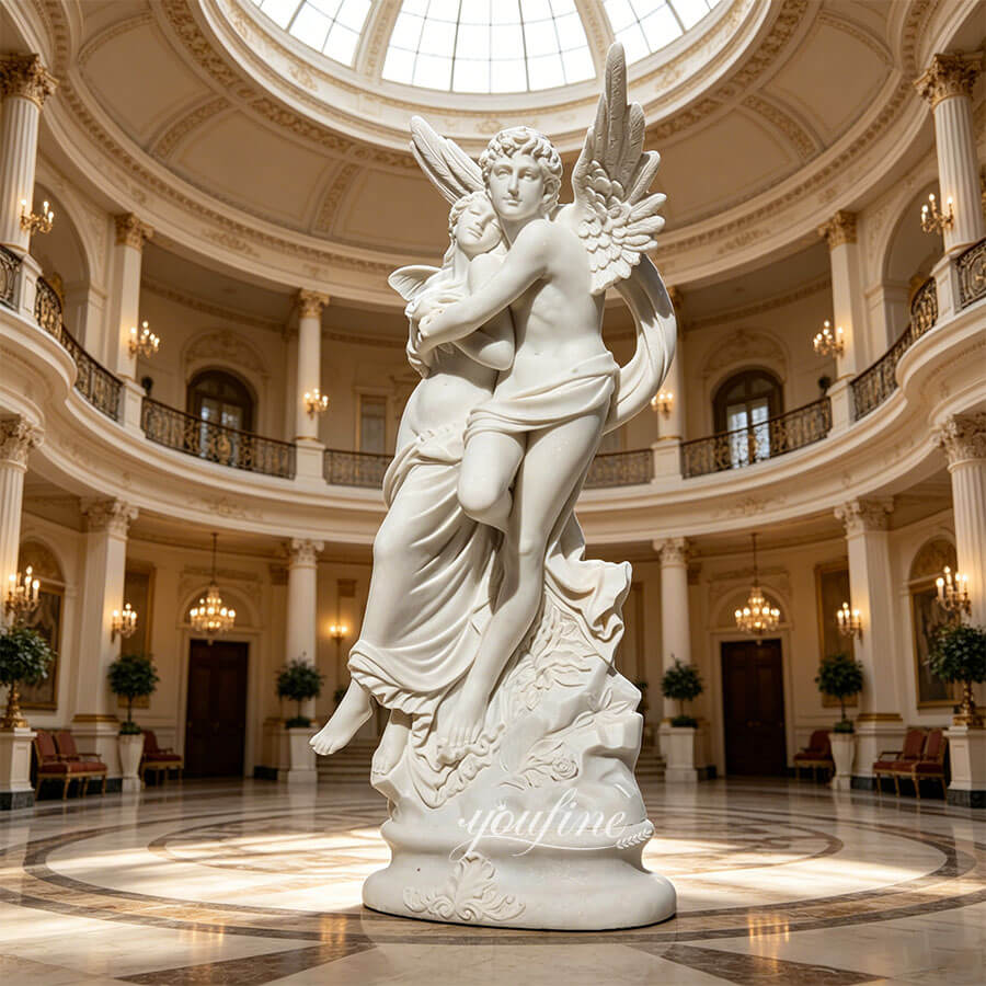 Indoor Cupid and Psyche marble sculpture