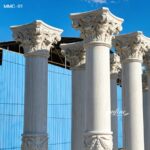 Exquisite hand carved details on natural white marble column