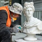 Hand carved white marble Apollo statue bust