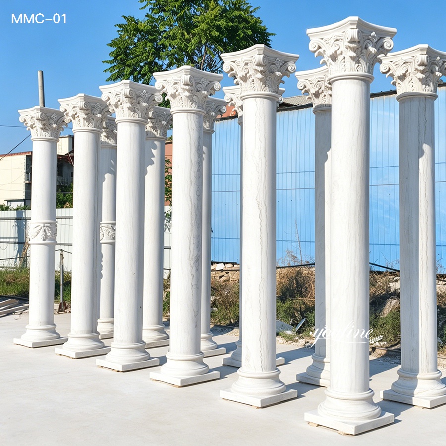 Premium solid white marble columns for park and estate decoration