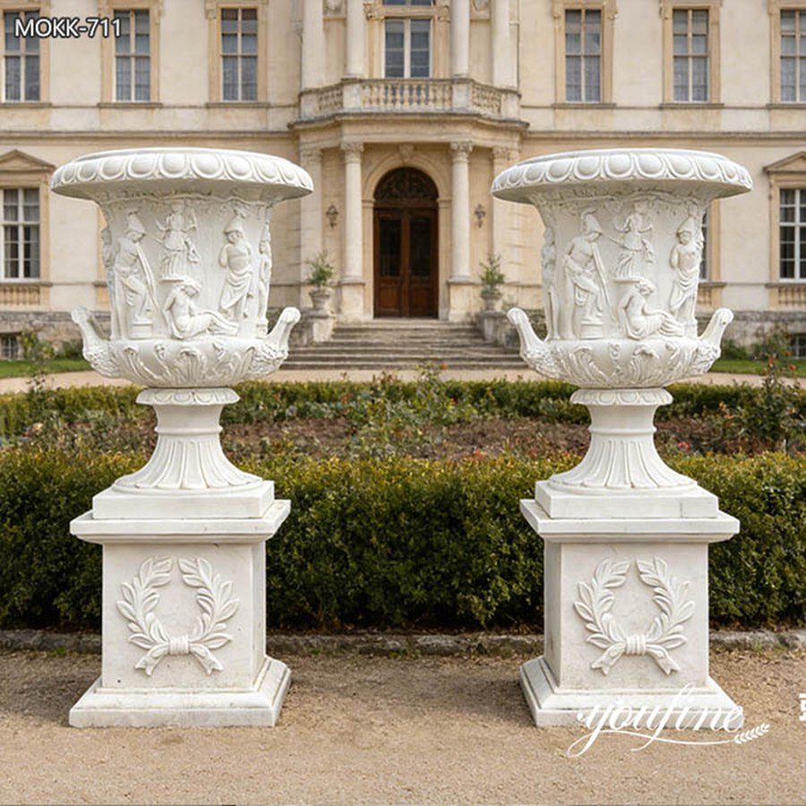 Large marble plant pot outdoor