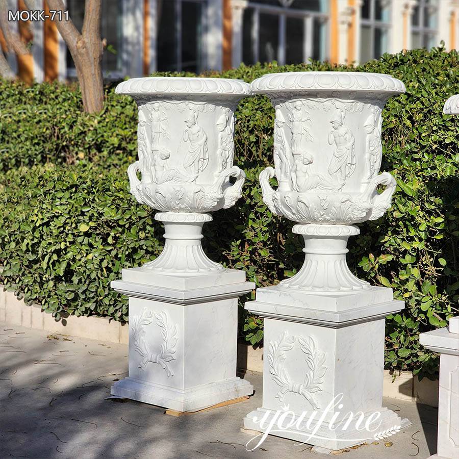 a pair of Large marble plant pot