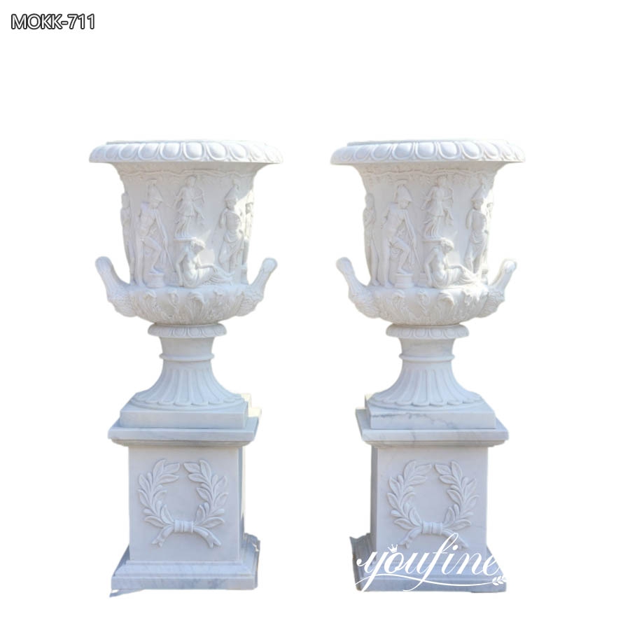 The white of large marble plant pot