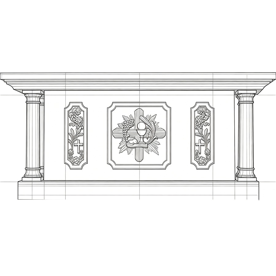 Custom Marble Altar Table Blueprint for Catholic Church Decoration
