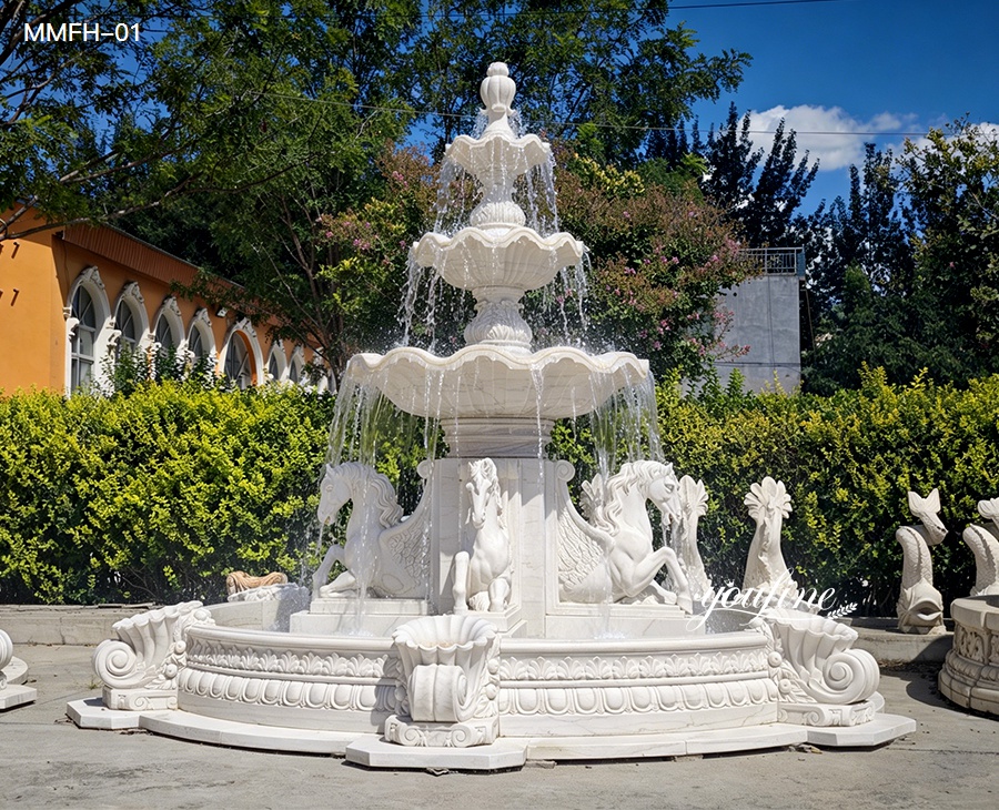 marble horse fountain water test before shipping