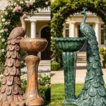 Marble peacock flower pot statue available in different stone materials and colors