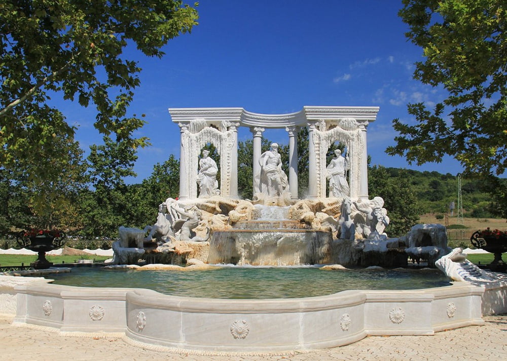 Marble trevi Fountain with Mythological Sculptures