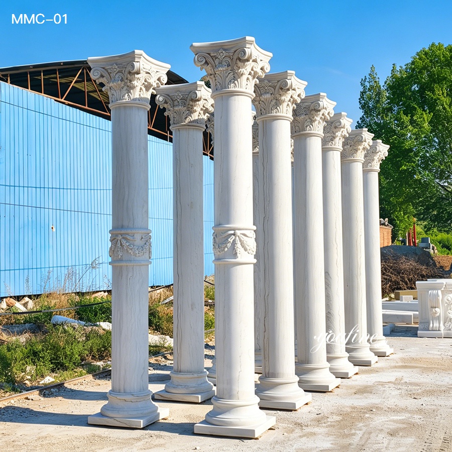Stable and luxurious white marble column set for outdoor architectural decor