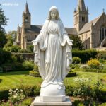 natural marble virgin mary statue, life size hand carved mary figure, religious garden ornament