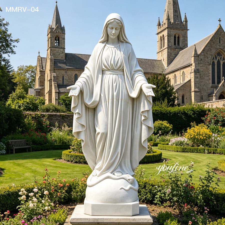 natural marble virgin mary statue, life size hand carved mary figure, religious garden ornament