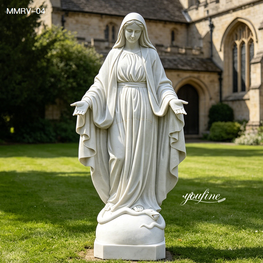 premium marble virgin mary statue, life size blessed mary sculpture, church garden statue