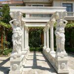 YouFine marble gazebo with caryatid statues, perfect for villa garden decoration and outdoor relaxation.