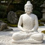 Hand carved marble Buddha statue in classic meditation mudra
