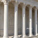 Luxury white marble column matching wall relief for classical architecture