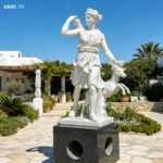 Natural white marble Diana of Versailles goddess statue with deer