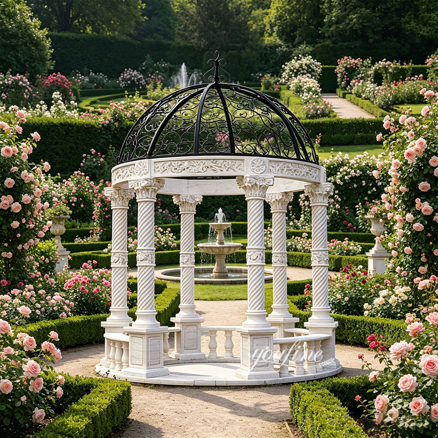 white marble gazebo for outdoor use
