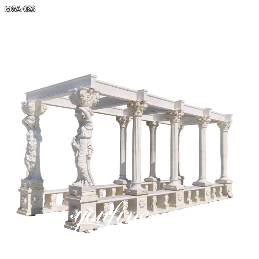white garden stone gazebo