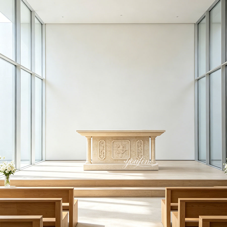 White marble church altar