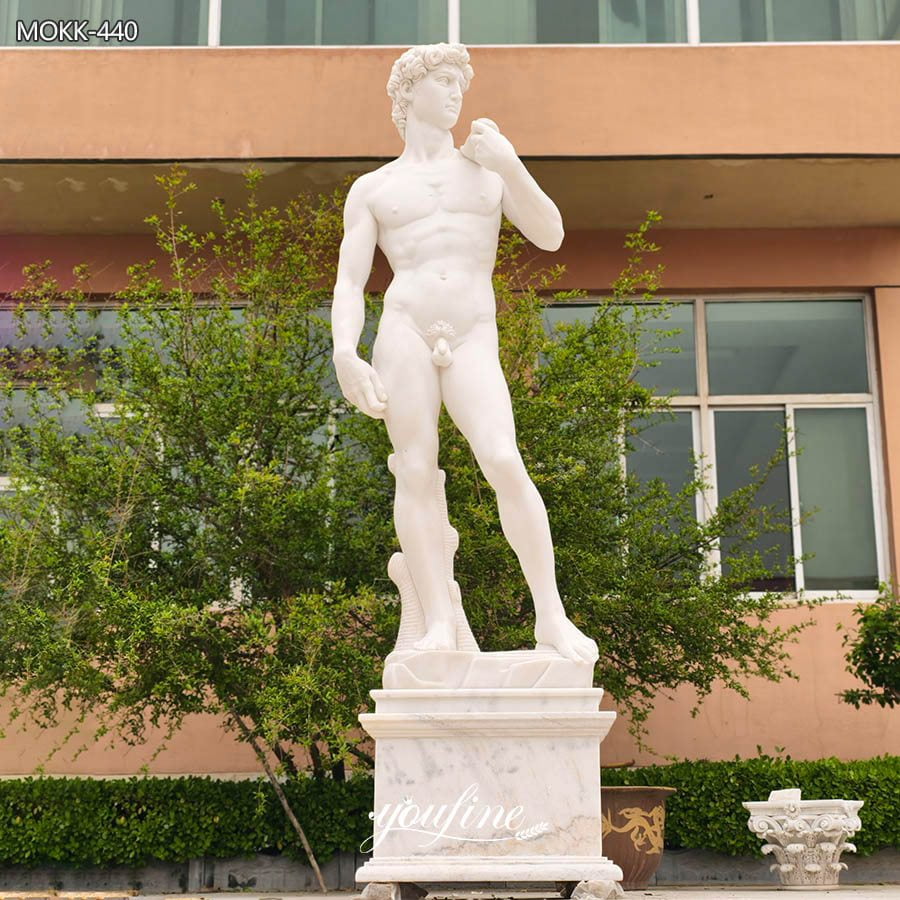 the bottom of marble david statue