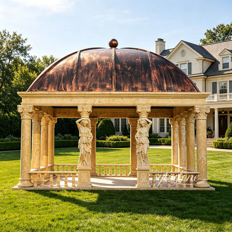 Place the yellow marble gazebo in garden