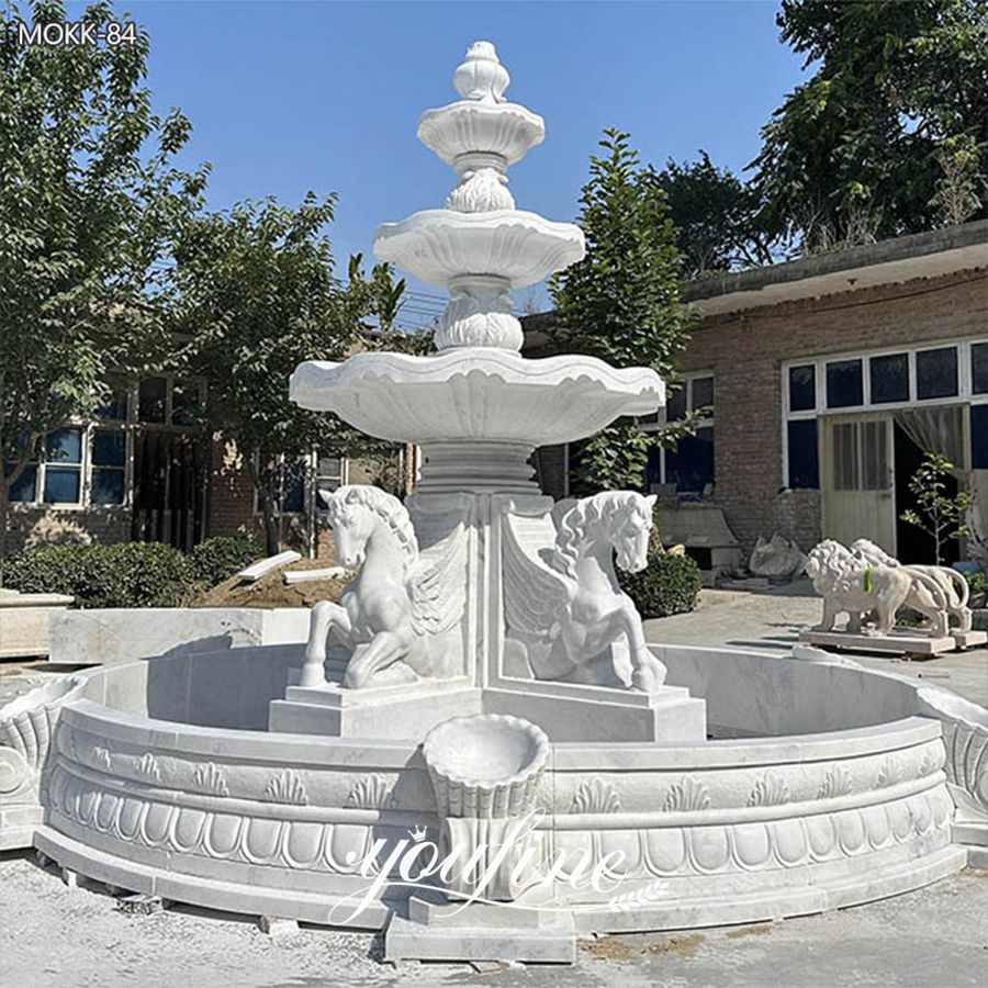 the appearance of marble horse fountain