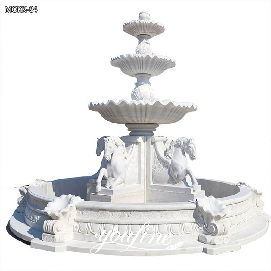 pure white marble horse fountain