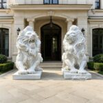 Grand marble lion statues for entrance