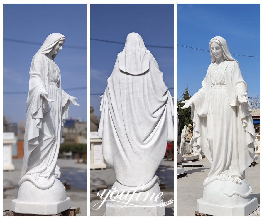 the different angels of marble mary statue
