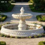 one tier white marble fountain for outdoor garden