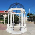 In stock white marble column gazebo