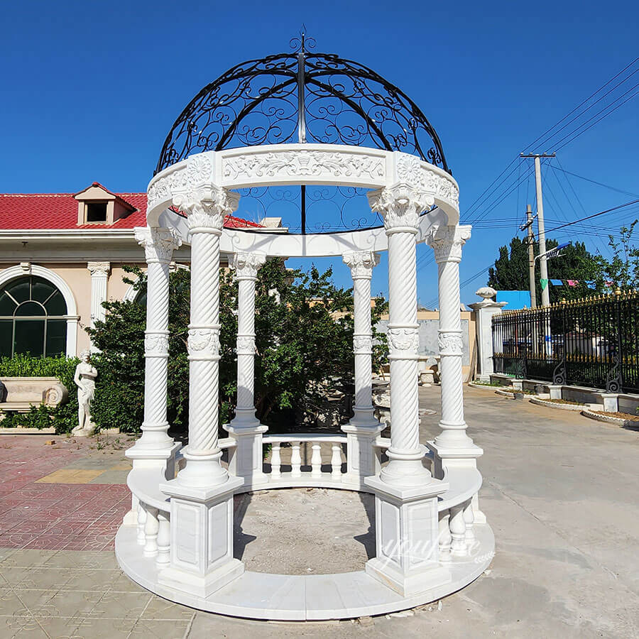 In stock white marble column gazebo