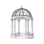 Marble column gazebo with black iron dome