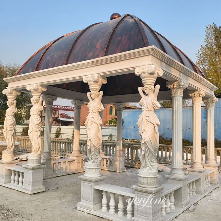 white marble gazebo for outdoor use