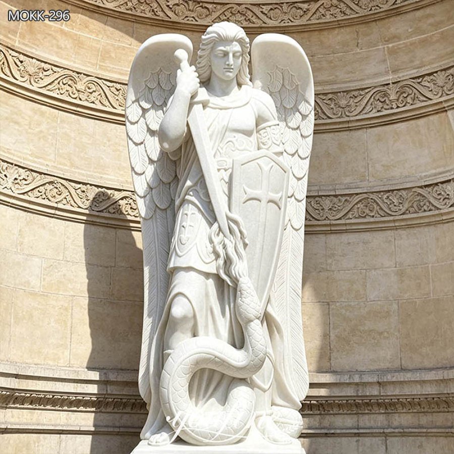 st michael statue stand front the churches