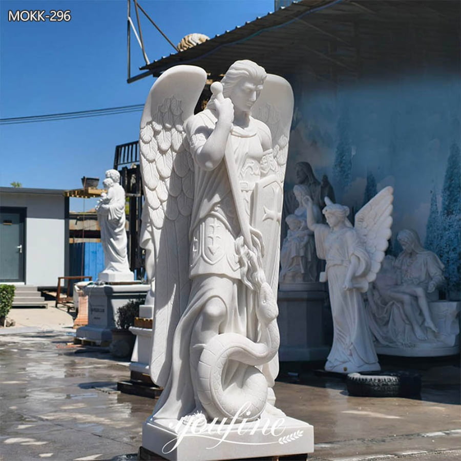 the left of st michael statue