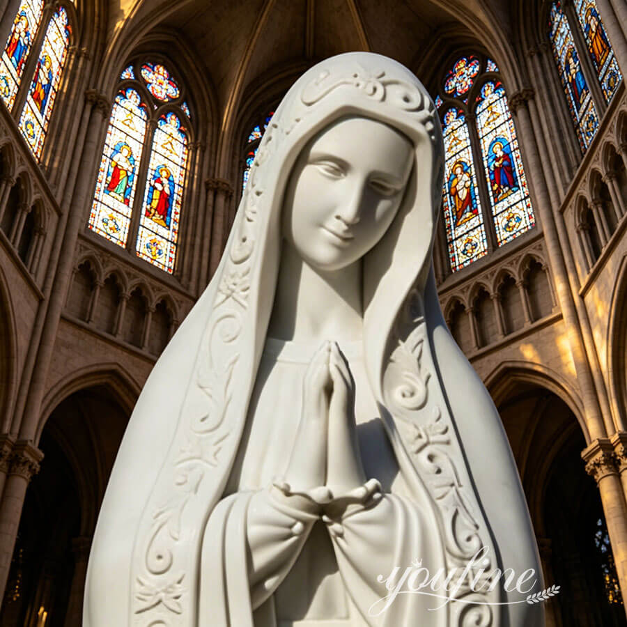 High-quality white marble Fatima sculpture