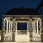 square white marble gazebo with four caryatid columns