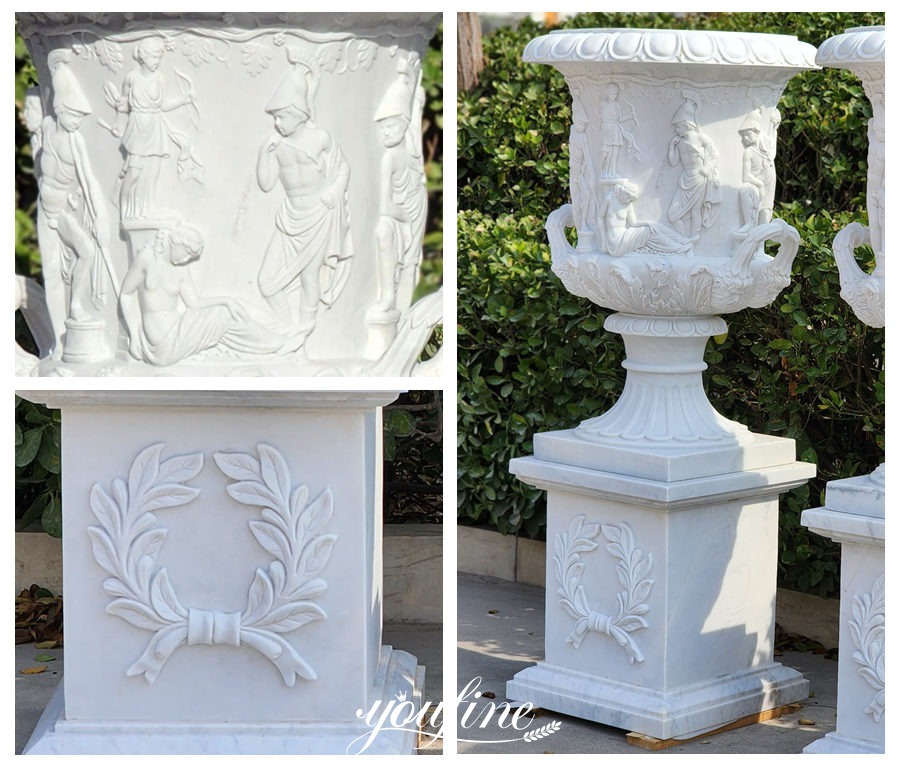 the detail of Large marble plant pot